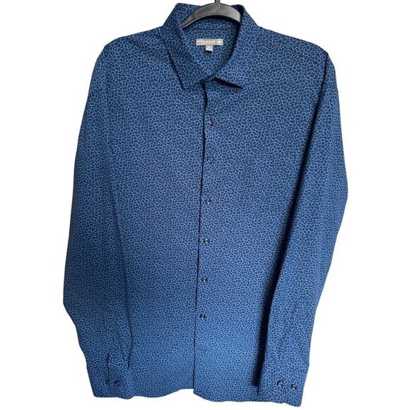 Peter Millar Yankee Blue Printed Townsend Button Down Long Sleeve Shirt Size XL - Picture 6 of 13